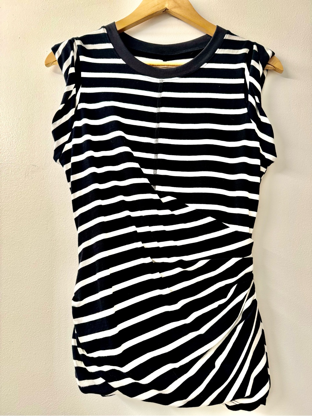 Black And White Striped Cap Sleeve Top